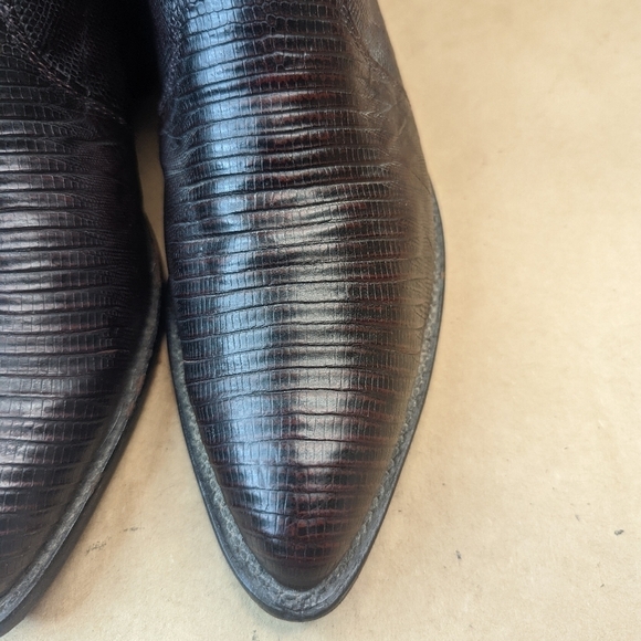 Tony Lama boots men's size 7.5D Exotic Genuine Black Cherry Teju Lizard Classic - Picture 5 of 12